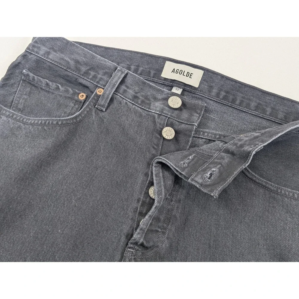 Agolde High Rise Stovepipe Jeans Womens 33 Black‎ Straight Leg 34x31 Designer